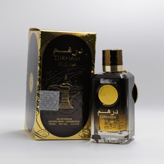 Dirham Oud, perfume, fragrance, front angle