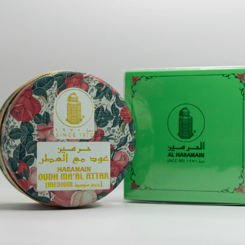 Oudh Ma'al Attar Bukhoor, alharamain, fragrance, front angle